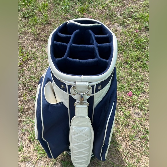 Leather Pearl White Burton Golf Bag Breakers Palm Beach Leather 10 Way, Nice - Picture 3 of 12